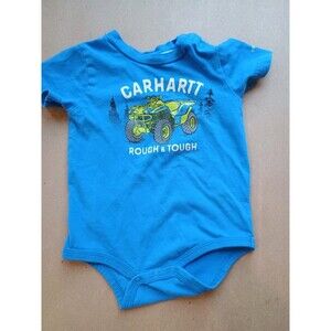 Carhartt Boys Blue Infant Rough And Tough Bodysuit 12 Month Short Sleeve T Shirt